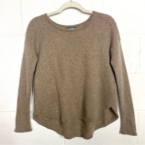 Griffen 100% Cashmere Sweater Long Sleeve Swing Hi-Lo Tan Minimal Quiet Luxury L